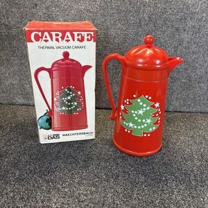 Vtg~Waechtersbach Thermal Carafe 1 Liter~Christmas Tree~Vacuum Red Hot/Cold~IOB